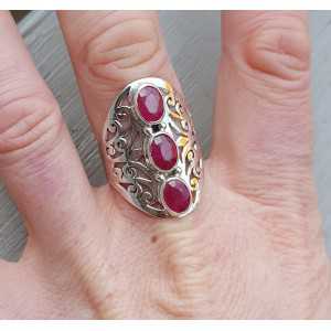 Silver ring set with Rubies 19 mm
