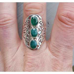 Zilveren ring gezet met Emerald ring maat 19 mm