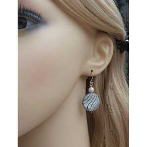 Silber-Ohrringe mit Muschel und Perle 