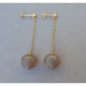Long earrings with grey Moonstone briolet 