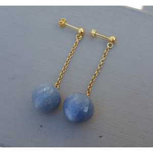 Long earrings with blue Aventurine briolet