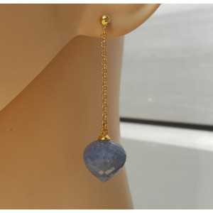 Long earrings with blue Aventurine briolet 