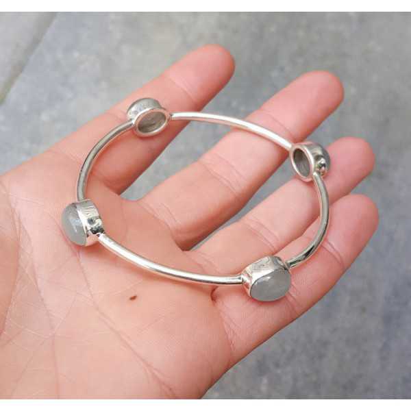 Silver bracelet / bangle set with Aquamarine