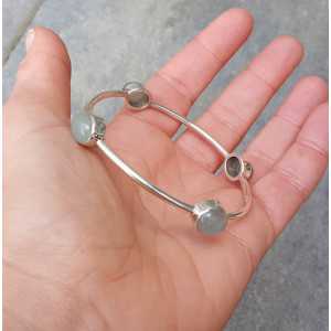 Zilveren armband / bangle gezet met Aquamarijn