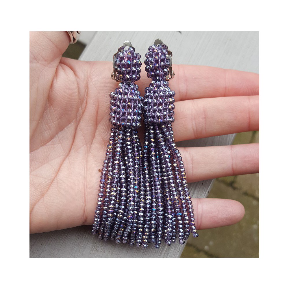 Tassel earrings with purple crystals