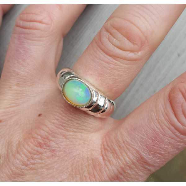 Silber-ring traverse ovalen äthiopischen Opal 18
