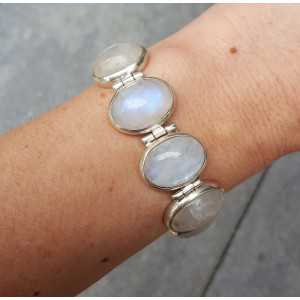 Silber Armband mit ovalen cabochon Regenbogen-Mondsteine
