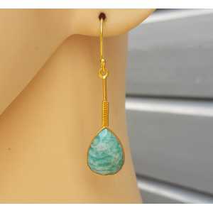 Gold plated earrings with Amazonite
