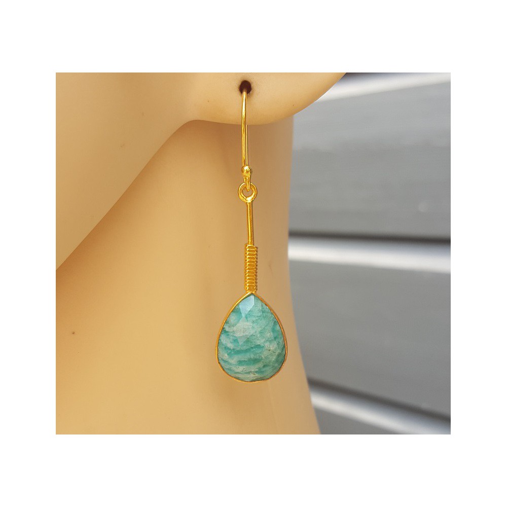 Gold plated earrings with Amazonite