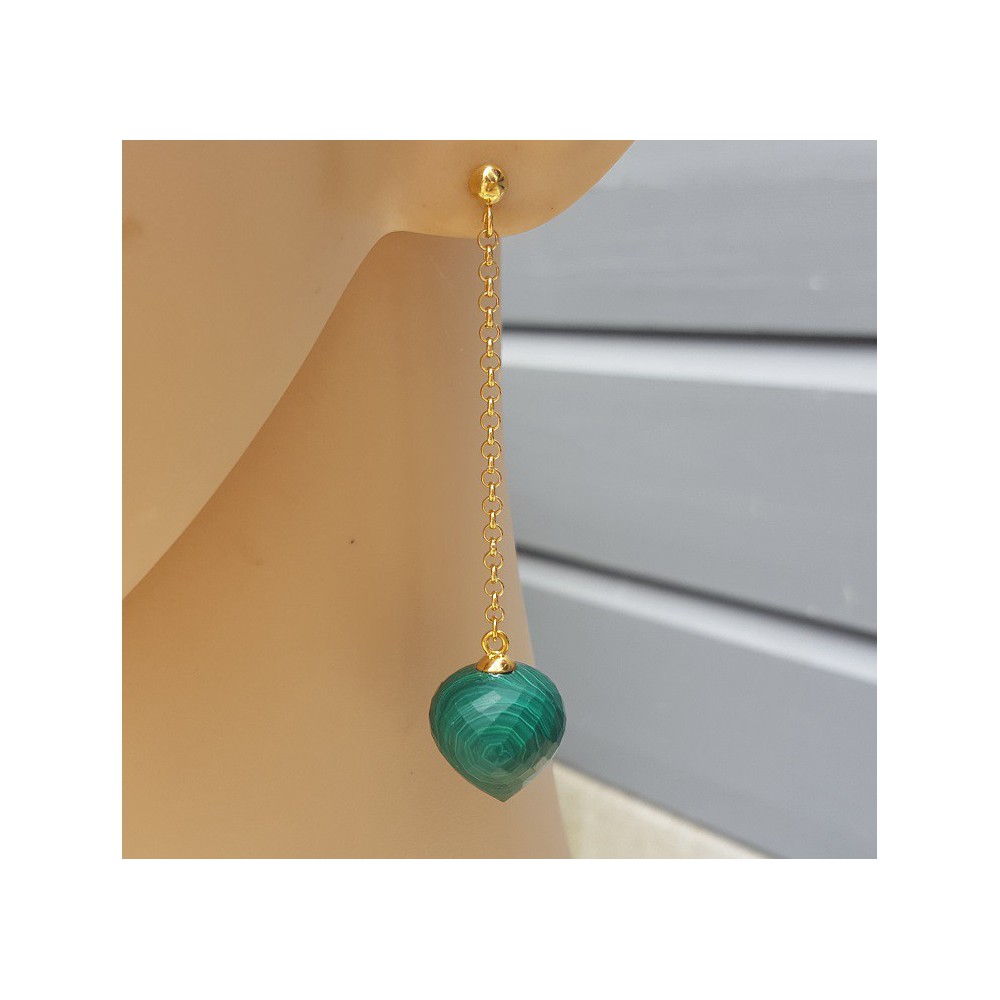 Long earrings with Malachite briolet