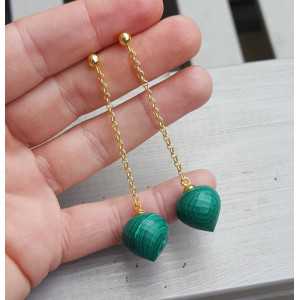 Long earrings with Malachite briolet