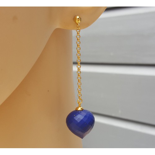Lange oorbellen met Lapis Lazuli briolet