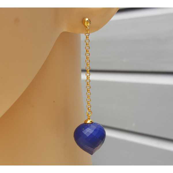 Lange Ohrringe mit Lapis Lazuli briolet