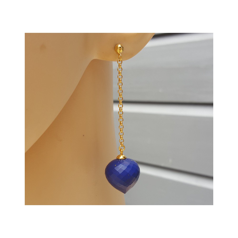 Lange oorbellen met Lapis Lazuli briolet