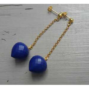 Lange Ohrringe mit Lapis Lazuli briolet