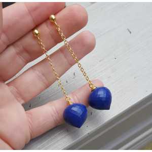 Lange oorbellen met Lapis Lazuli briolet