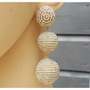 Gold plated earrings balls with silver beads 