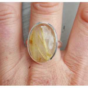 Silver ring with oval gold Rutielkwarts 19 mm