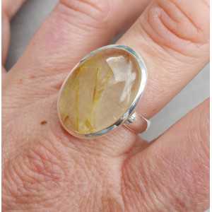 Zilveren ring met ovale gouden Rutielkwarts 19 mm