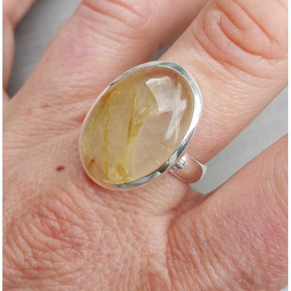 Zilveren ring met ovale gouden Rutielkwarts 19 mm
