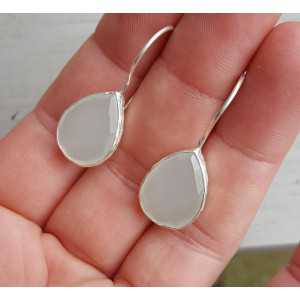 Silver earrings with teardrop aqua Chalcedony