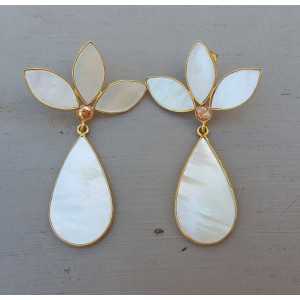 Gold plated earrings set with mother of Pearl