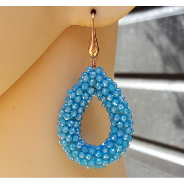Earrings open drop of blue crystals