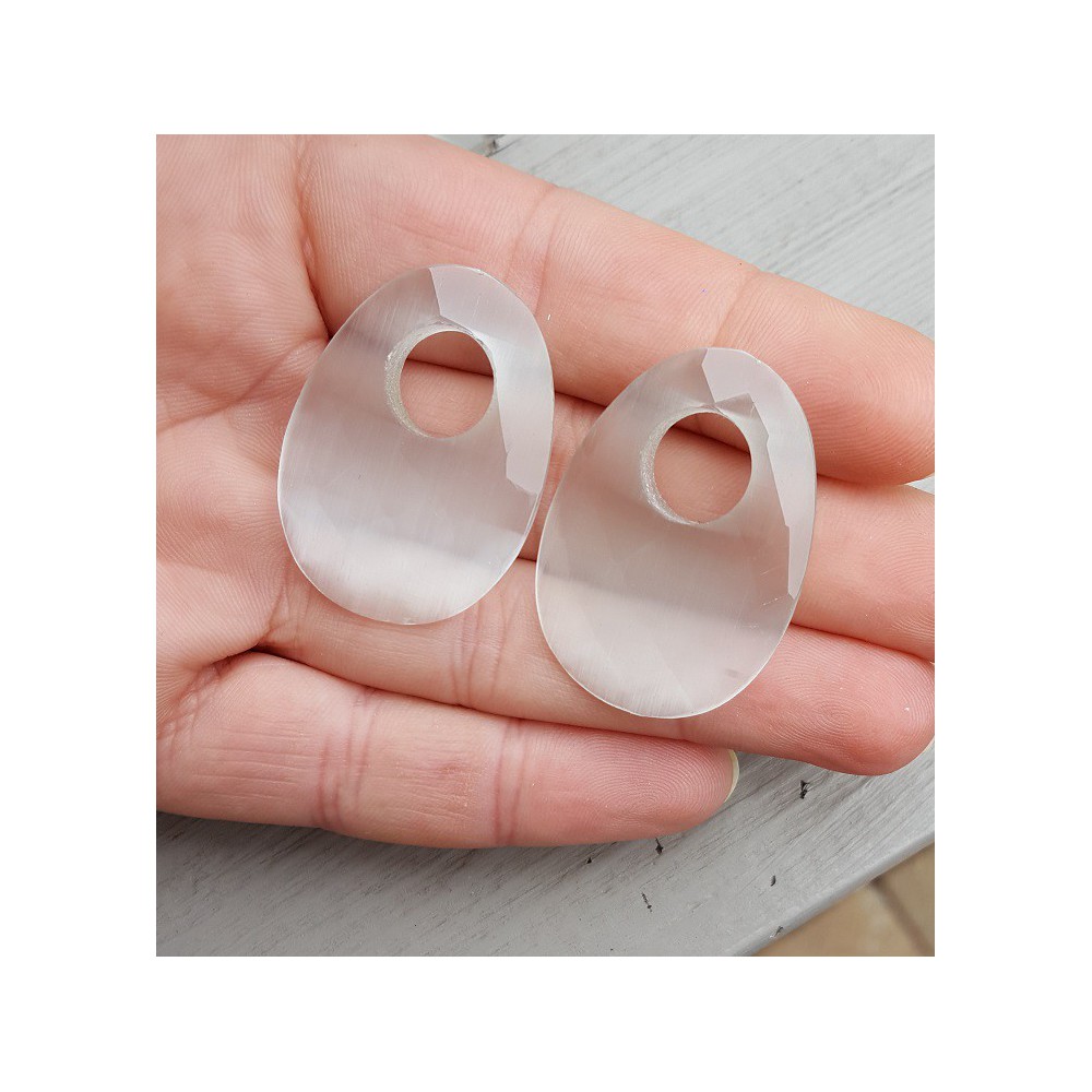 Creool hanger set met ovale witte Kattenoog