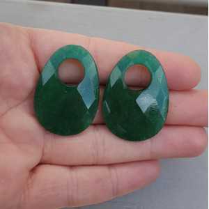 Creole earrings set with oval Emerald