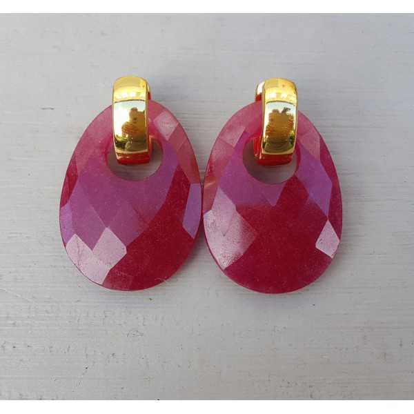 Creoles with oval Ruby pendant 