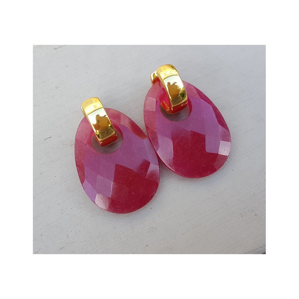 Creoles with oval Ruby pendant 