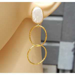 Gold plated earrings with Pearl and gold rings