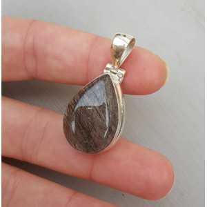 Silver pendant with drop-shaped Toermalijnkwarts