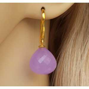 Gold plated earrings with lavender Chalcedony drop 