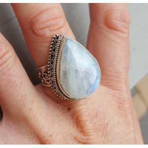 Silver ring with Moonstone in edited setting 17.5 mm