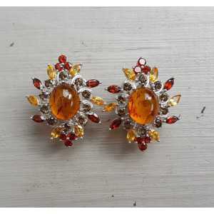 Silver earrings with Amber, Garnet, Citrine and Smokey Topaz
