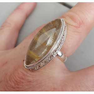 Silber ring mit marquise golden Rutielkwarts und bearbeitet header 17.7