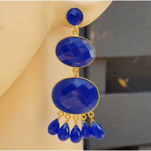 Gold plated earrings with cobalt blue Chalcedony