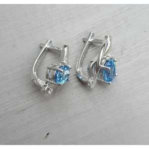 Silber Ohrringe-set mit ovalen blauen Topas