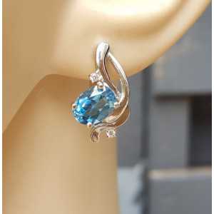 Silber Ohrringe-set mit ovalen blauen Topas
