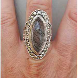 Silber ring mit marquise Toermalijnkwarts 18 mm