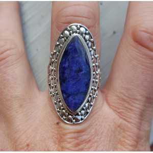Silver ring set with marquise Sapphire 18 mm