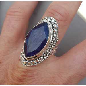 Silber ring set mit marquise Saphir 18,5 mm