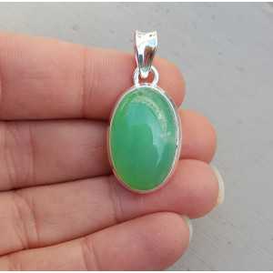 Silver pendant set with oval Chrysoprase