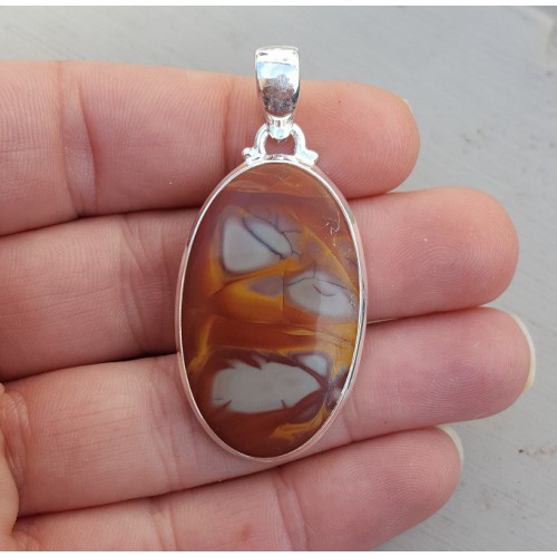 Zilveren hanger met ovale cabochon Noreena Jaspis