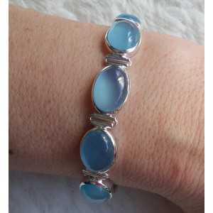 Silber Armband-set mit blauen Chalcedon