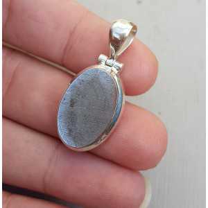 Silver pendant set with oval Gibeon Meteorite