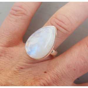 Silber-ring mit ovalem Mondstein cabochon 17.5 mm