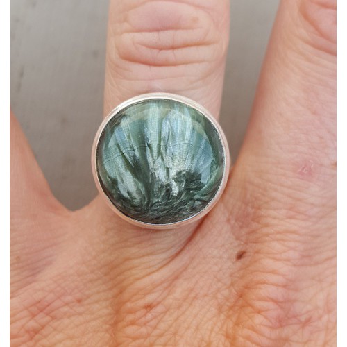 Zilveren ring gezet met ronde Seraphiniet 17 mm