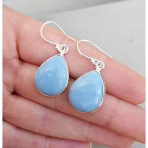 Silber Ohrringe-set mit tropfenförmigen blauen Opal